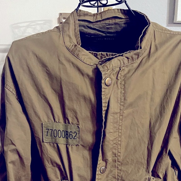 Zara Women Round Neck Cinch Waist Green Drawstring Jacket Sz S Women - Picture 5 of 9